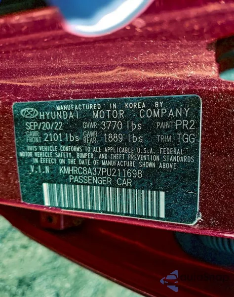 2023 Hyundai Venue Sel из США, поврежденный, VIN KMHRC8A37PU211698